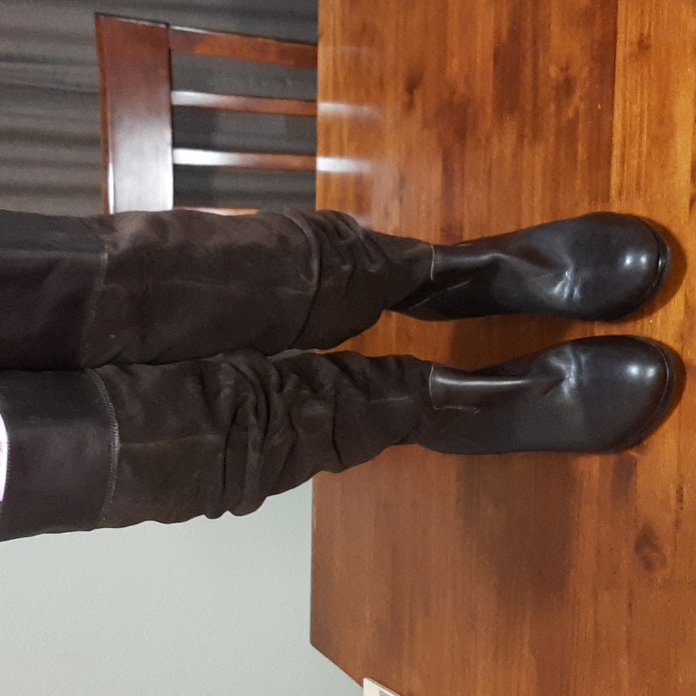 Brand New Dark Brown leather & suede boots. Some peeling on the upper inside